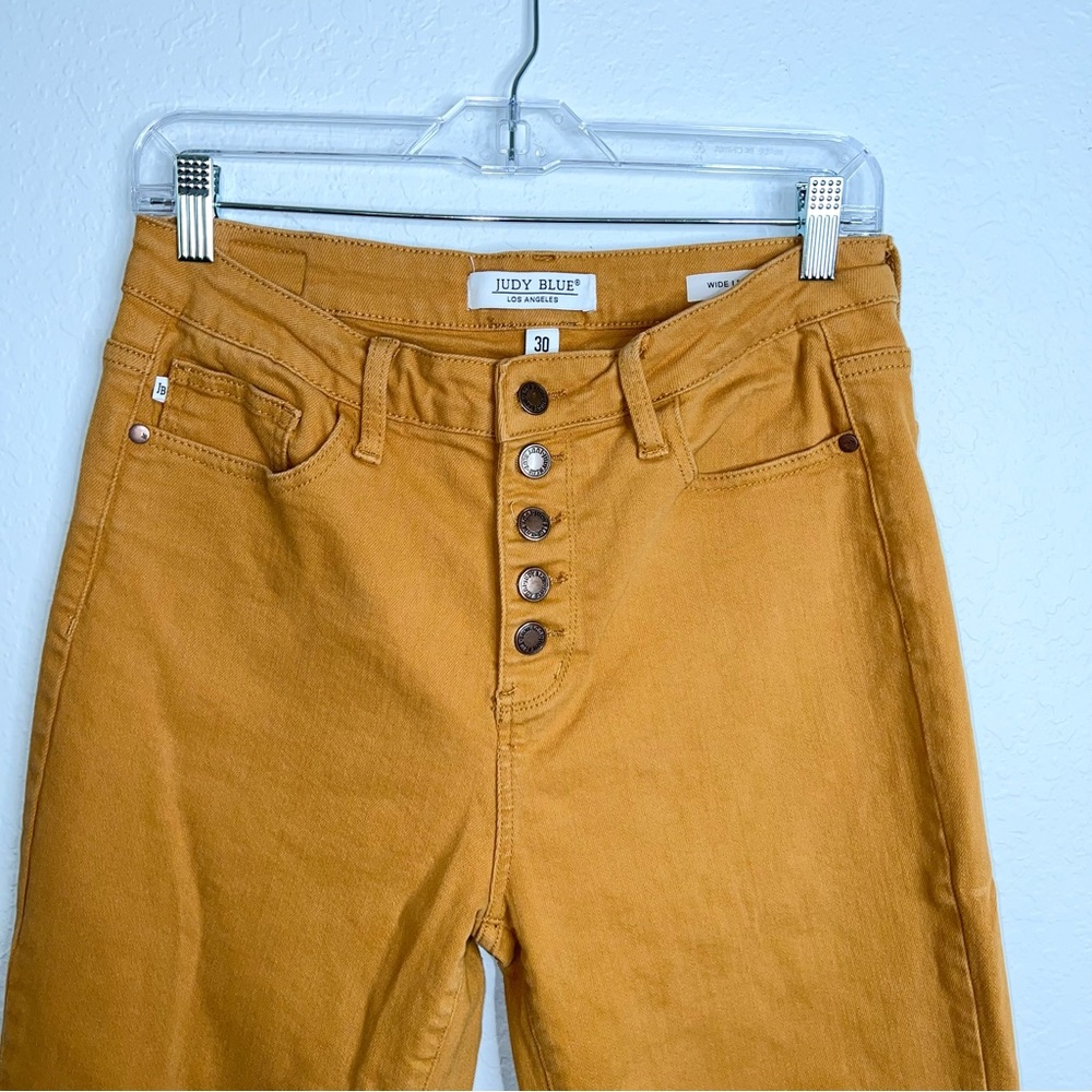 Judy Blue Mustard Cropped Button-Fly Ankle Jeans - Picture 2 of 14